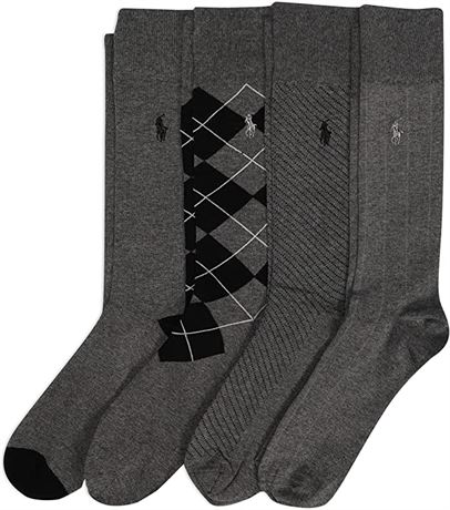 POLO RALPH LAUREN Men's Assorted Pattern Dress Crew Socks - 4 Pair