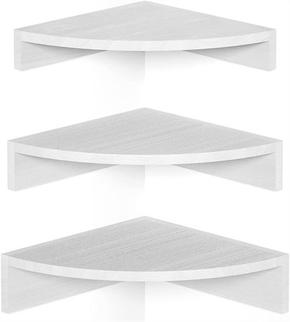 Alsonerbay White Corner Shelf Wall Mount, Set of 3