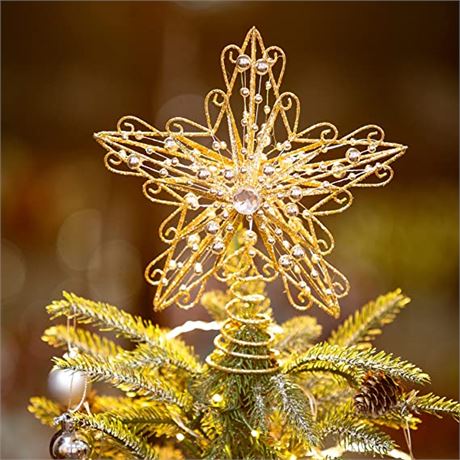 Suixing Christmas Tree Topper 8in Wire Five-Pointed Star Treetop