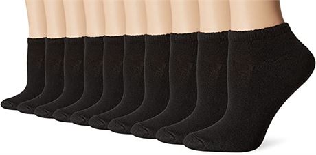 Hanes womens 10-pair Value Pack Low Cut athletic socks Black US