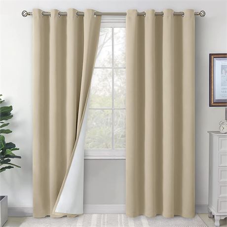 BGment Real 100% Blackout Curtains for Bedroom 52 x 108 - Beige / 2 Panels