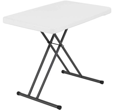 Lifetime 30 in. White Plastic Adjustable Height Folding Utility Table