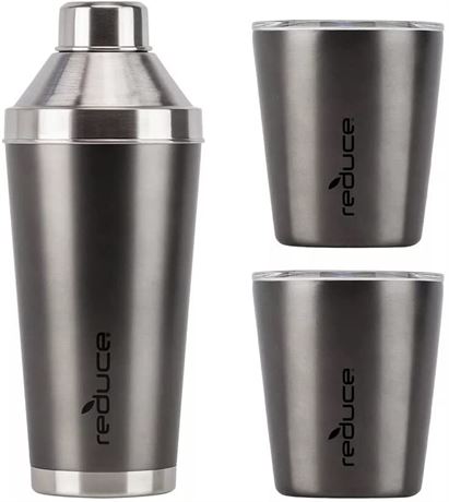 Reduce Cocktail 3-Piece Shaker Set with 10-oz. Lowball Tumblers