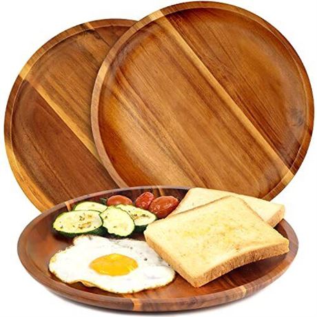 Renawe Wooden plates (set of 3-11inch ) Dinner Plates