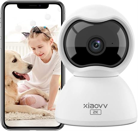 XIAOVV Home Security Cameras,2k 360 Degree 2.4ghz WiFi Security Camera