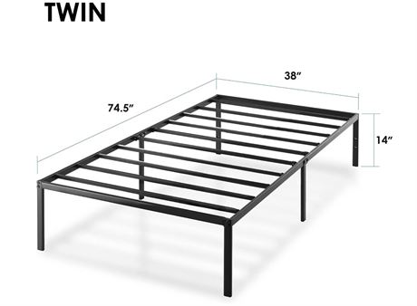 Best Price 14" Metal Platform Heavy Duty Steel Slat Mattress Foundation, Twin