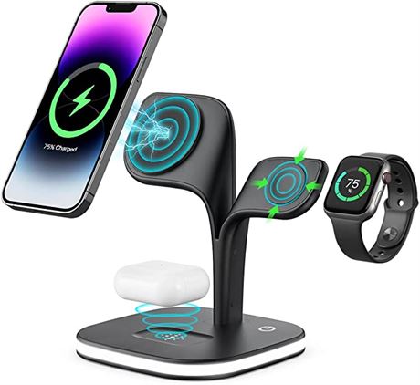 Magnetic Charging Station, EXW 5 in 1 Faster Mag-Safe Wireless Charger Stand