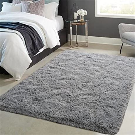 Toneed Ultra Soft Area Rug for Living Room, 5 x 8 Ft Grey