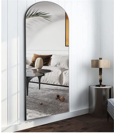 NeuType Arched Full Length Mirror, 59"x20", Large Full Body Mirror w/ Wood Frame