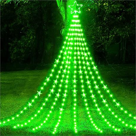 Outdoor Christmas Decorations Star Lights, 12FT Christmas Tree Lights - Green