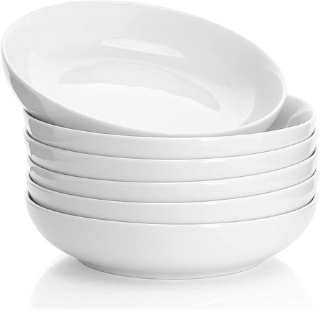 Sweese Porcelain Salad/Pasta Bowls - Set of 6 - White