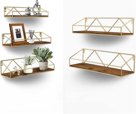 PETAFLOP Wood Floating Shelves for Wall Decor Set of 5