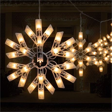 Snowflake Christmas String Lights with 6 Drops 100 Mini Bulb Icicle Lights