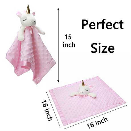 Pro Goleem Unicorn Loveys for Babies Soft Plush Pink Security Blanket for Girls