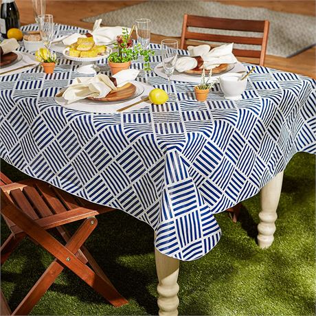 DII Indoor/Outdoor Vinyl Tabletop Collection Grid Pattern 60x102" Rectangle