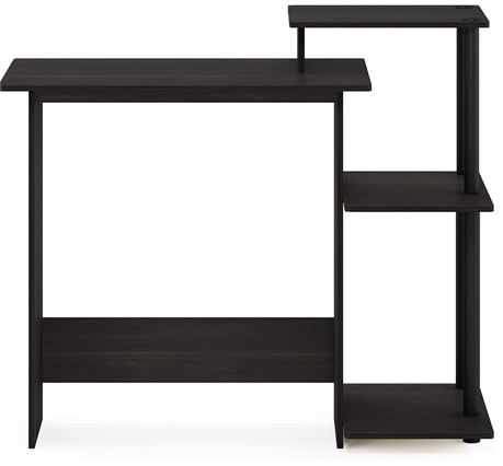 Furinno Efficient Computer Desk with Square Shelves, Espresso/Black