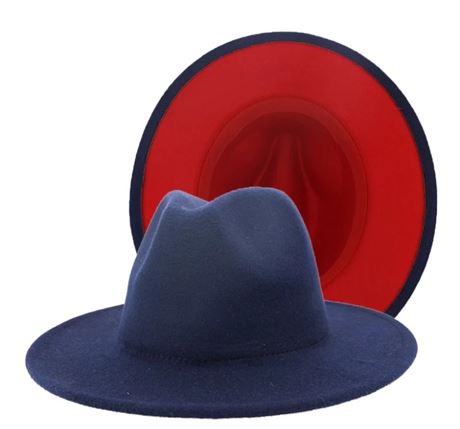 NAVY BLUE ,RED BASE FEDORA