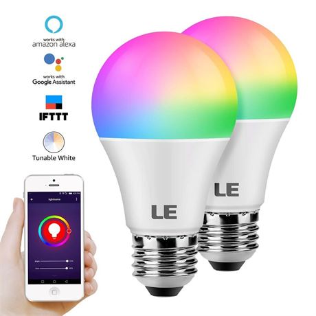 Lepro WiFi Smart Light Bulb Works with Alexa, Google Assistant, ( 2 pack )