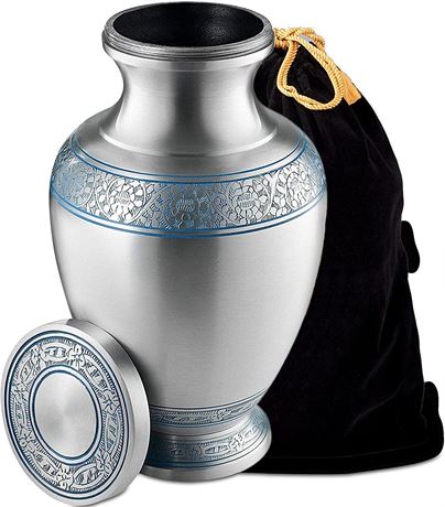 Fedmax Urns for Ashes With Velvet Bag - Silver