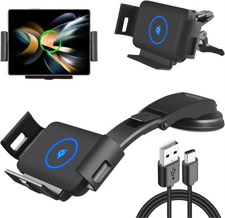 Wireless Car Charger Mount for Galaxy Z Fold 4/3 car Mount/Accessories