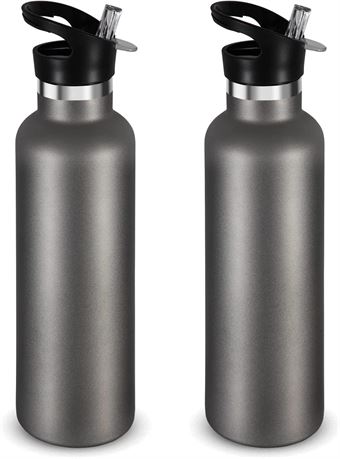 Neihepal Cold Grey Stainless Steel Water Bottles, 24 Ounce