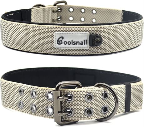 Coolsnail Durable Nylon Collars with Adjustable Soft Neoprene Padded Grey,XL)