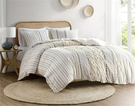 Ink+Ivy Imani Cotton Comforter Set, 3-Peice, Ivory