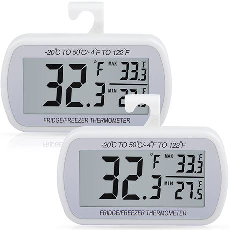 AEVETE 2 Pack Waterproof Digital Refrigerator Thermometer