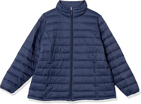 Amazon Essentials Women's Water-Resistant Puffer Jacket Navy Small