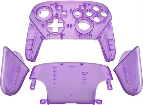 eXtremeRate Clear Atomic Puple Faceplate Backplate for Nintendo Switch Pro