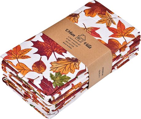 Urban Villa Harvest Leaf Print Premium Quality Dinner Napkins Set of 12