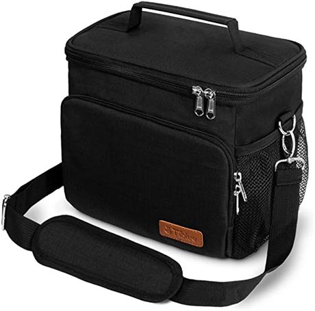 Tiblue Insulated Lunch Bag  - Reusable Lunch Box -Medium, Black