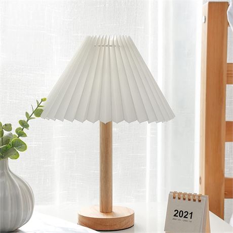 Zenply Pleated Table Lamp Aesthetic Vintage Lamp Warm White LED Bulb Included