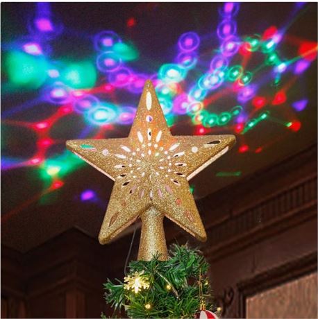 Joyin 9.8-in Musical Star Gold Christmas Tree Topper