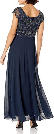 J Kara Women's Plus Size Long Dress with Flutter Sleeve - 8 Petite