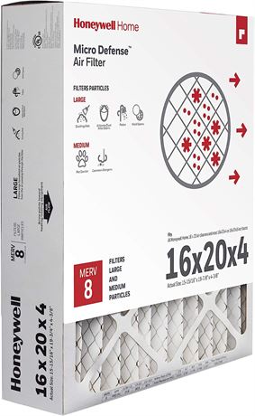 Honeywell Home MicroDefense AC Furnace Air Filter 16 x 20 x 4