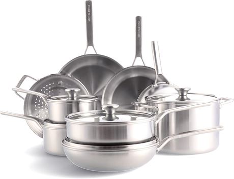 Merten & Storck 14 Piece Stainless Steel Cookware Set, Silver