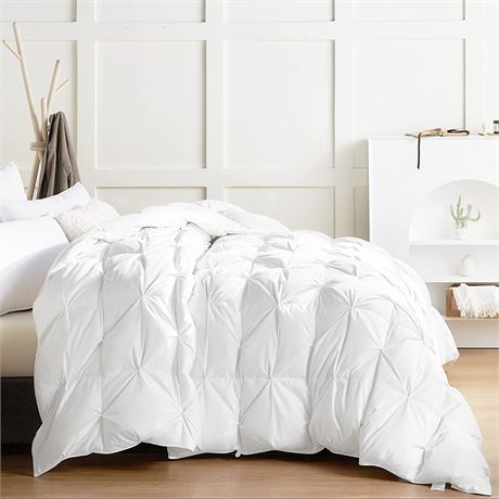 WEIYU Goose Feather Queen Premium Pinch Down and Feather Comforter