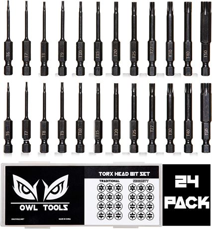 24-Hex Shank Drill Bit w/ Magnetic Tips - Hardened CRM Steel Alloy - 2.3" Long