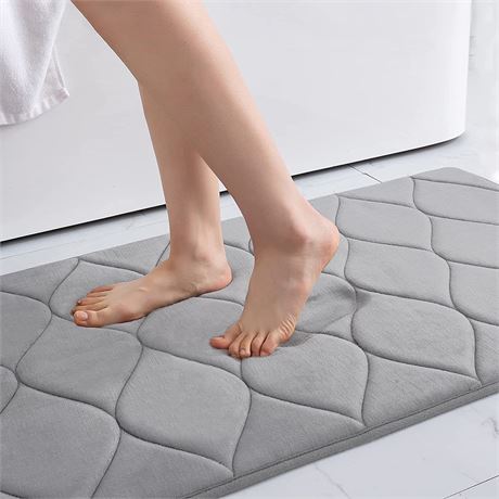 Memory Foam Bathroom Rugs, Water Absorbent and Machine Washable 24 x 17 grey