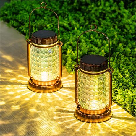 2 Pack Solar Lantern Waterproof Warmwhite Mason Jar