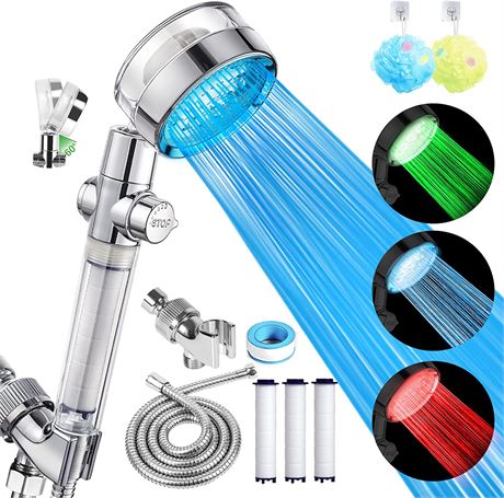 TGQQ LED Shower Head with Handheld, High Pressure Hydro Jet