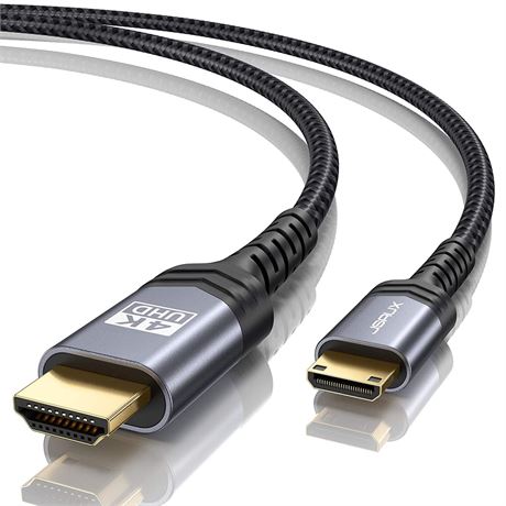 Mini HDMI to HDMI Cable 6.6FT, JSAUX [Nylon Braided, Aluminum Shell]