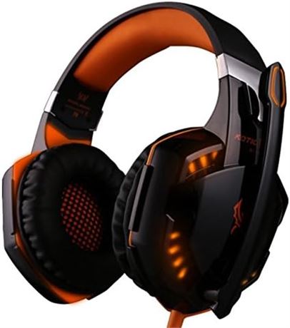 KOTION EACH G2000 Gaming Headphone with Mic Stereo Bass LED Light (Black Orange)