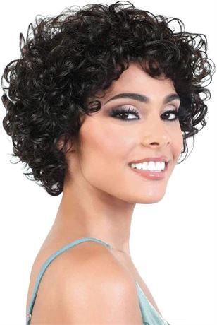 HUA Kinky Curly Wigs Machine Made Wigs for Women Natural Black Color