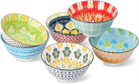 Cereal Bowls Porcelain 23 oz - Set of 6 Designs may vary from stock photos.