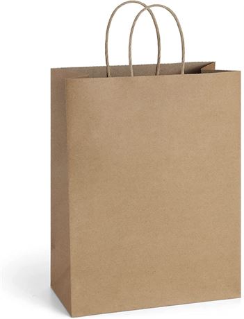 10x5x13 25Pcs Gift Bags Brown Kraft Paper Bags with Handles