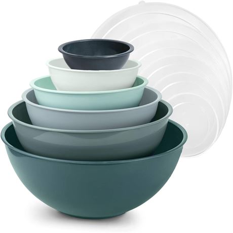 COOK WITH COLOR Mixing Bowls with Lids - 12 Piece - Teal