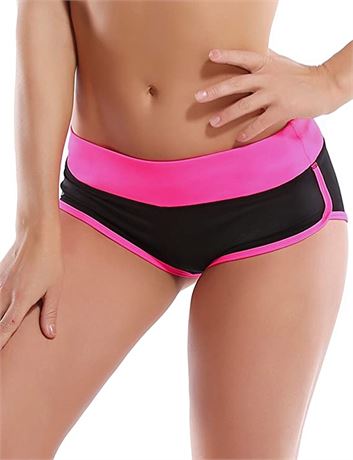 Bubblelime Stretch Yoga Shorts, Black/Pink, Size-M