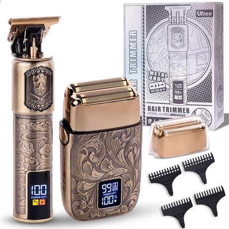 Ufree Gifts for him T Liner Trimmer & Electric Razor - Gold